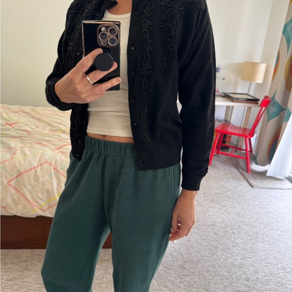 Vintage 1960s Black Beaded Wool Cardigan | Hong Kong | Size 38 - Picture 6 of 6